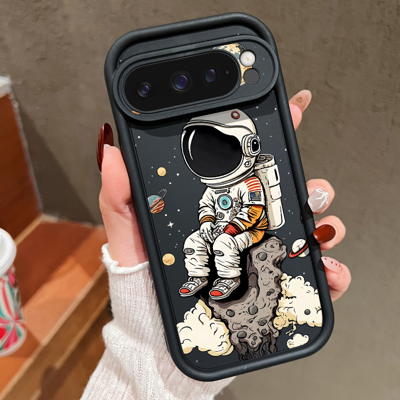 Google Pixel 9 - 만화 우주비행사 프린트 TPU 폰 케이스